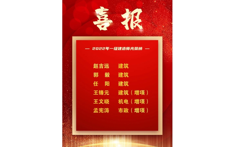 喜報(bào) - 熱烈祝賀天華實(shí)業(yè)集團(tuán)六名員工通過全國一級建造師執(zhí)業(yè)資格考試